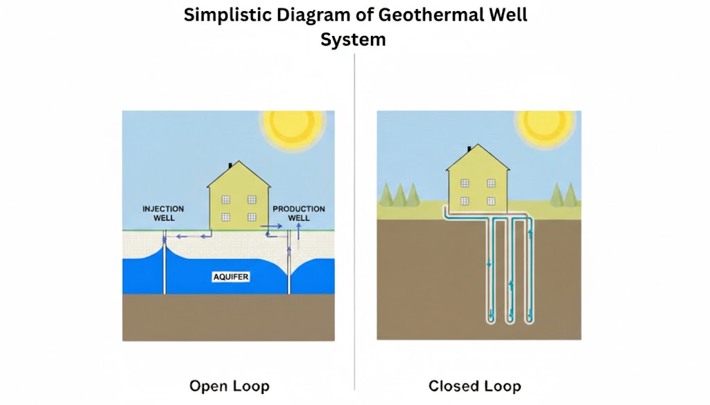 Open-loop vs closed-loop geothermal system design